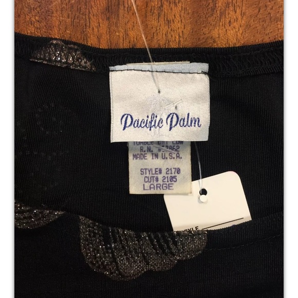 Pacific Palm, Women, blouse, black, stamped sparkle flowers, formal, size L.: - Picture 8 of 8